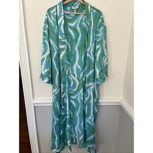 Diane Von Furstenberg X Target Robe XXL Long Satin Green Disco Zebra Print